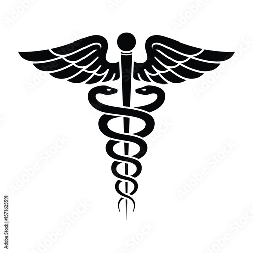 Black and white caduceus vector illustration

