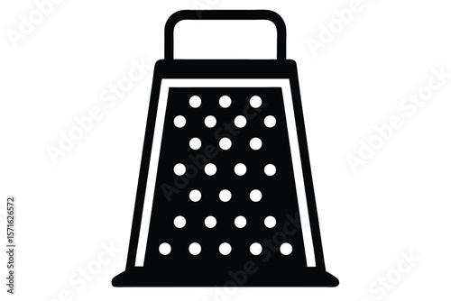Black Silhouette of a Metal Box Grater with Handle and Holes