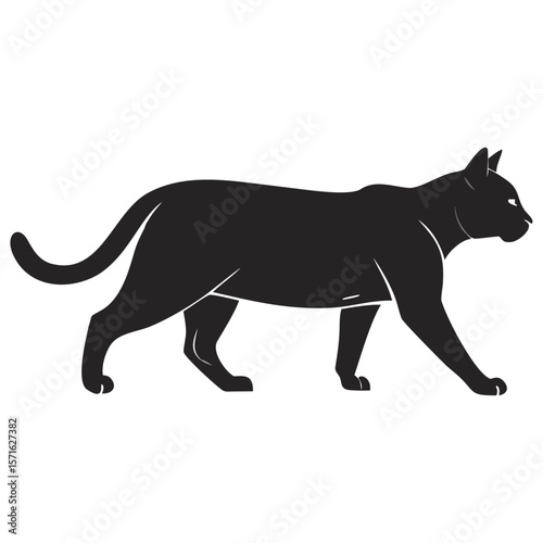 Walking Cat Shadow Silhouette – Black Pet Vector Art