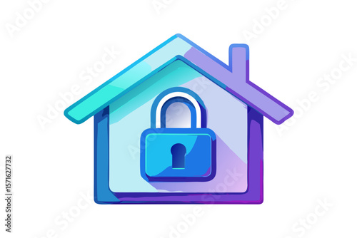 locked house icon for home security isolated on white background.