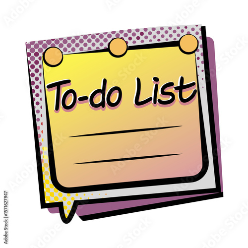 To-do list sticky note in comic book style, isolated vector image on transparent background  