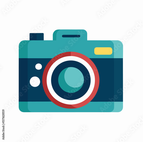 A simple clean camera icon design representing photography and capturing moments isolated on white background