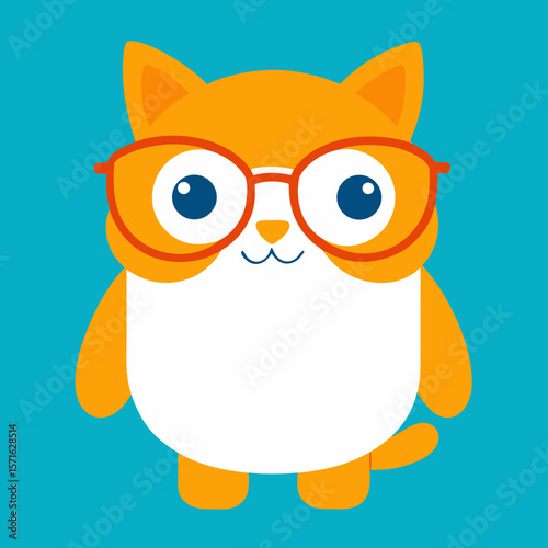 Cute Cat Emoji with Glasses