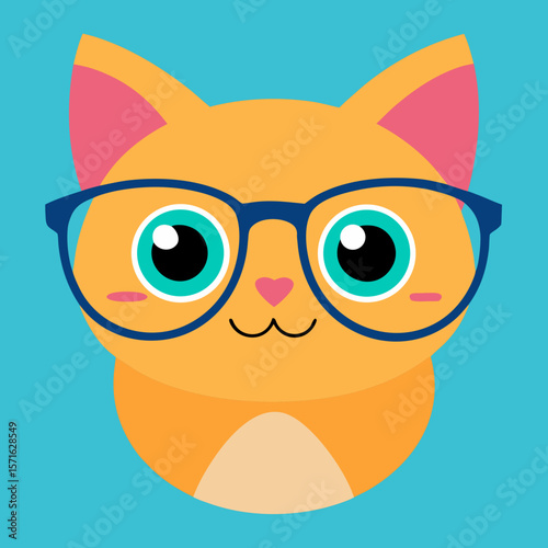 Cute Cat Emoji with Glasses