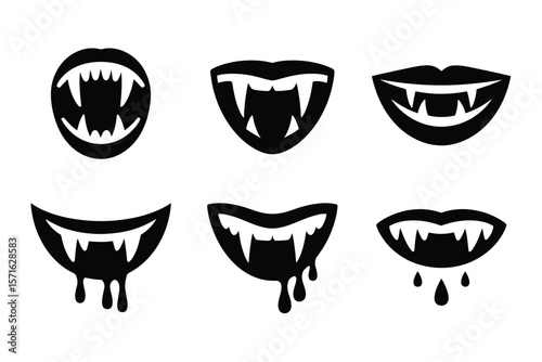 Horror-themed vampire mouth designs with sharp fangs

