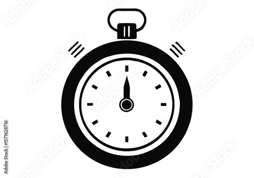 black stopwatch silhouette icon with motion lines and timing display isolated on white background.