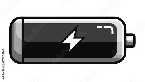 black battery with charging indicator illustration design isolated on white background.