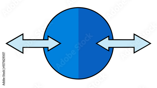 blue circle with outward pointing arrows illustration design and isolated on white background.