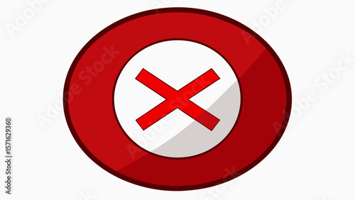 red cancel mark icon isolated on white background.