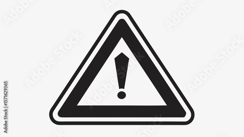 black exclamation mark on white warning sign isolated on white background.