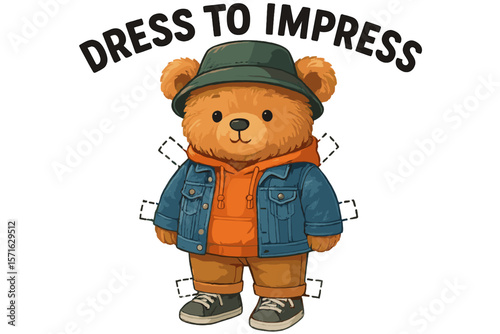 Bear dressed in stylish urban outfit showing trendsetting fashion sense with casual wear