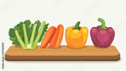 Vibrant Fresh Vegetables on Chopping Board - Healthy Cooking Concept