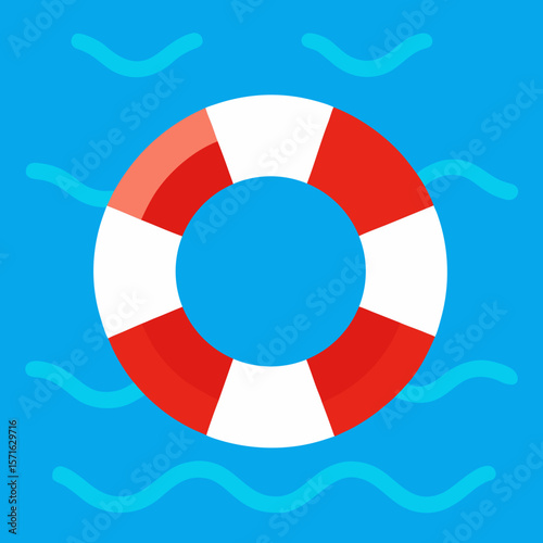 Red Life Buoy with Ocean Ripples