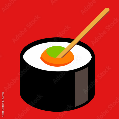 Shiny Sushi Roll with Chopsticks