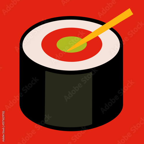 Shiny Sushi Roll with Chopsticks