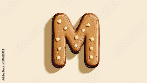 Gingerbread Letter M Simple Flat Vector Isolated