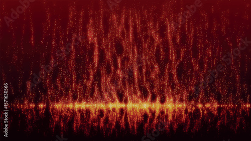 Abstract fire texture. Yellow red and orange flame tongues glowing with fiery burning isolated on dark background. Abstract 3d vector illustration