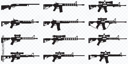 high-quality firearm and rifle silhouette vector set for stock images graphic design and illustration use