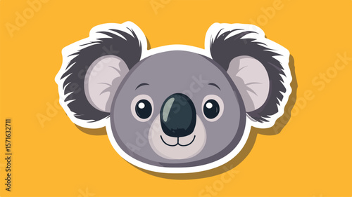 Playful Koala Muzzle Flat Sticker Vector Illustration