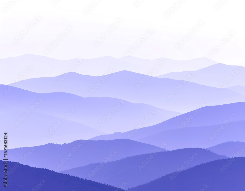 Obraz premium Serene Lavender Mountain Range: A Calming Landscape Panorama