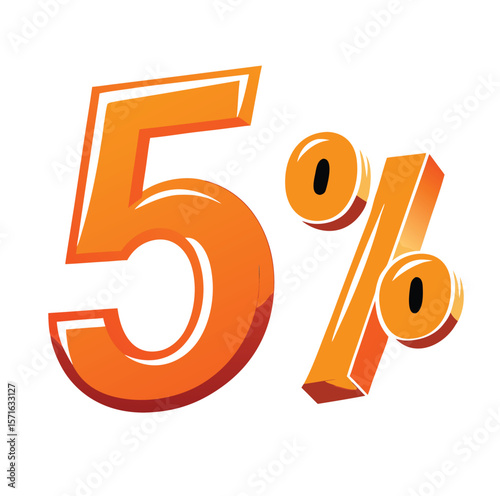 Bold stylized graphic of the number 5 in vibrant colors isolated on white background
