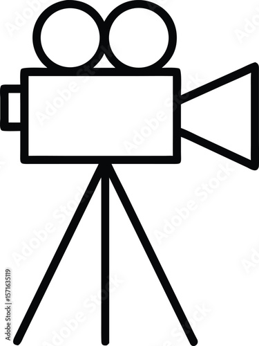 Vintage Movie Camera Icon, Filmmaking Equipment, Retro Cinematography Symbol, Classic Movie Production, Video Recording Device,...