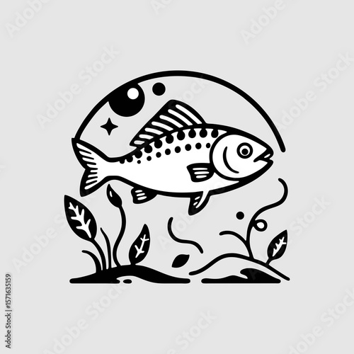 River fish, freshwater wildlife concept