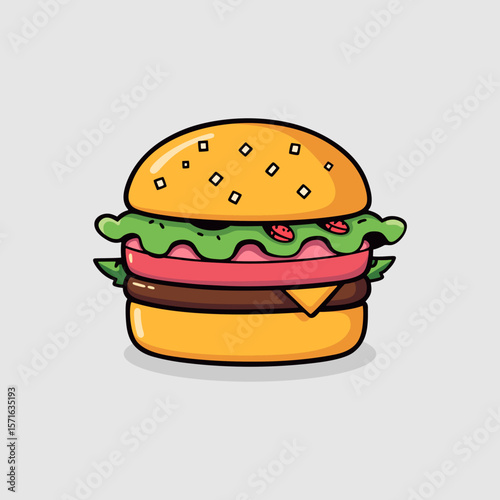 Hamburger, minimalistic style, fast food concept