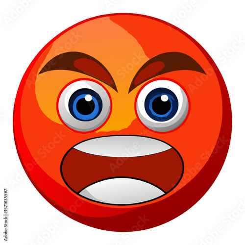 Angry red face with wide open mouth and blue eyes emoji orange