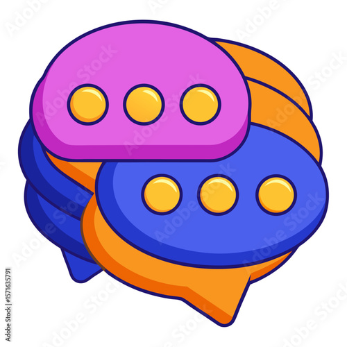Purple Blue Orange Speech Bubbles With Yellow Dots chat communication