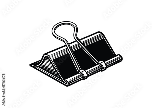 Silhouette of binder clip isolated on a white background