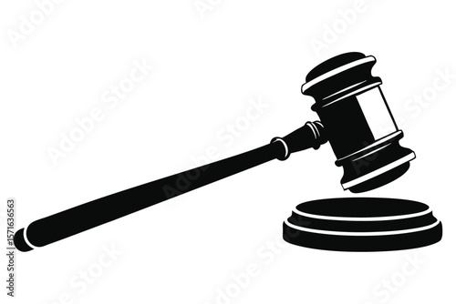 Black and White Gavel Vector Image, Judge's Hammer for Legal Illustrations