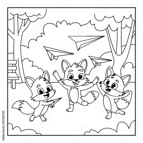 fluffy friends coloring page for kids
