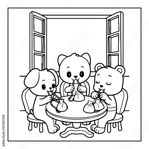 fluffy friends coloring page for kids