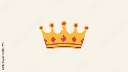 Majestic Oval Shaped King Crown on White Background