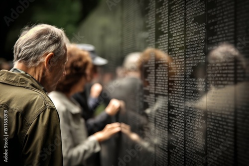 Veterans honor their fallen comrades at the Vietnam Veterans Memorial. photo