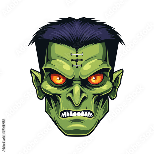 Frankenstein Halloween Monster Character Icon Isolated on a Transparent Background 