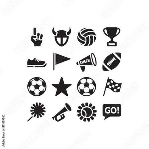 A vibrant collection of sportsthemed icons, perfect for showcasing athletic achievements and team spirit