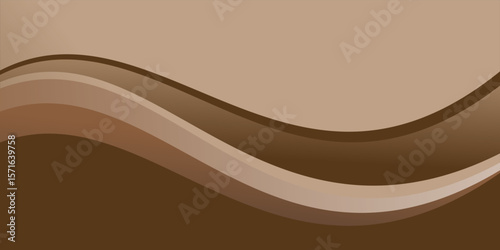 Vector brown line background curve element with white space for text and message design, overlapping layers,