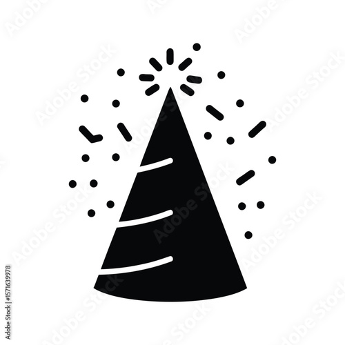 Party hat with confetti and sparkles  celebration festive birthday fun