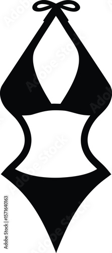 Bikini set silhouette with halter top and low-rise bottom for summer swimwear icon