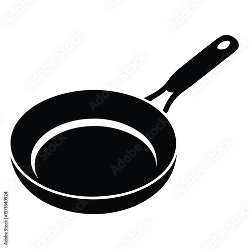 Black Frying Pan Illustration Kitchenware, Cookware and Utensil Graphic Element Design