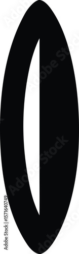 Surfboard silhouette with pointed tips and central stripe for tropical water sports icon