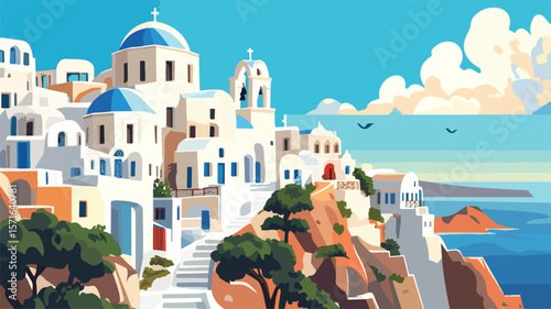 Santorini Island Greek Landscape: Stunning Views of Beautiful Greece
