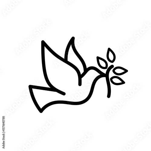 dove peace freedom pax christmas icon, vector illustration. illustration of a dove flying carrying a leaf. illustration of hope. icon of hope.