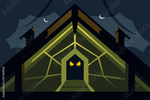 Creaky Haunted Attic Filled with Cobwebs