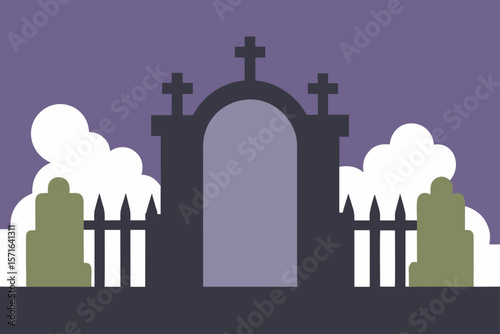 Graveyard Gates Opening with Spilling Fog