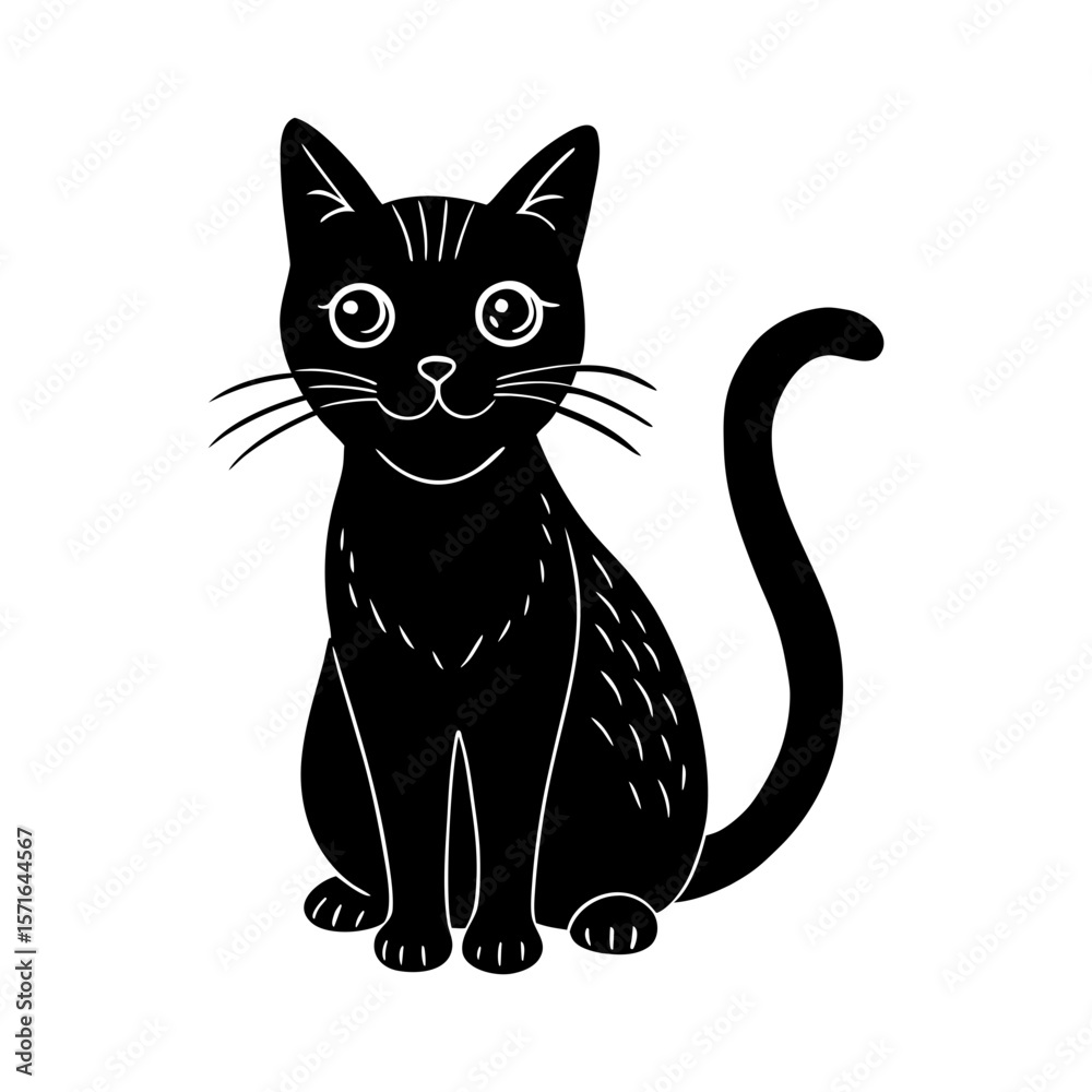 Obraz premium Black cat clipart on white background 1 vector illustration
