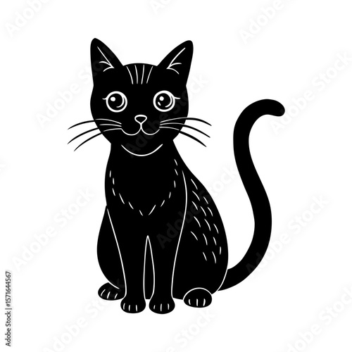 Black cat clipart on white background 1 vector illustration