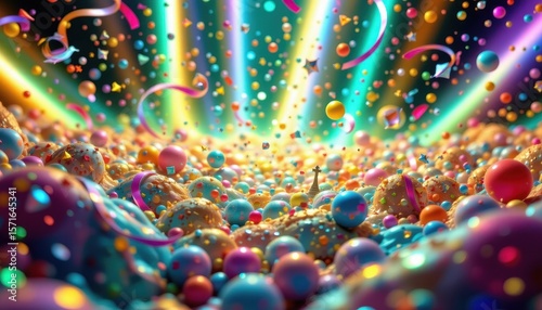 texture abstract 3d rendering image created with a bubbling, chaotic celebration in neon tones; imagine it erupting from the bottom of the frame, leaving vast copy space overhead